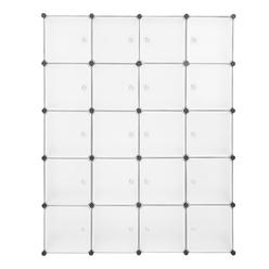 Winado 20 Cube Organizer Stackable Plastic Cube Storage Shelves Design Multifunctional Modular Closet Cabinet with Hanging Rod White 