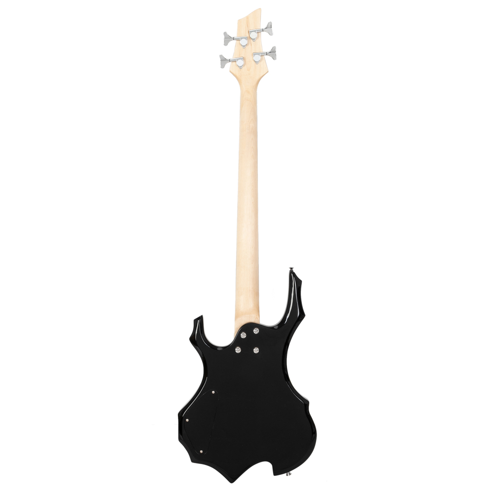 Winado Burning Fire Electric Bass Guitar Full Size 4 String Cord Wrench Tool Black