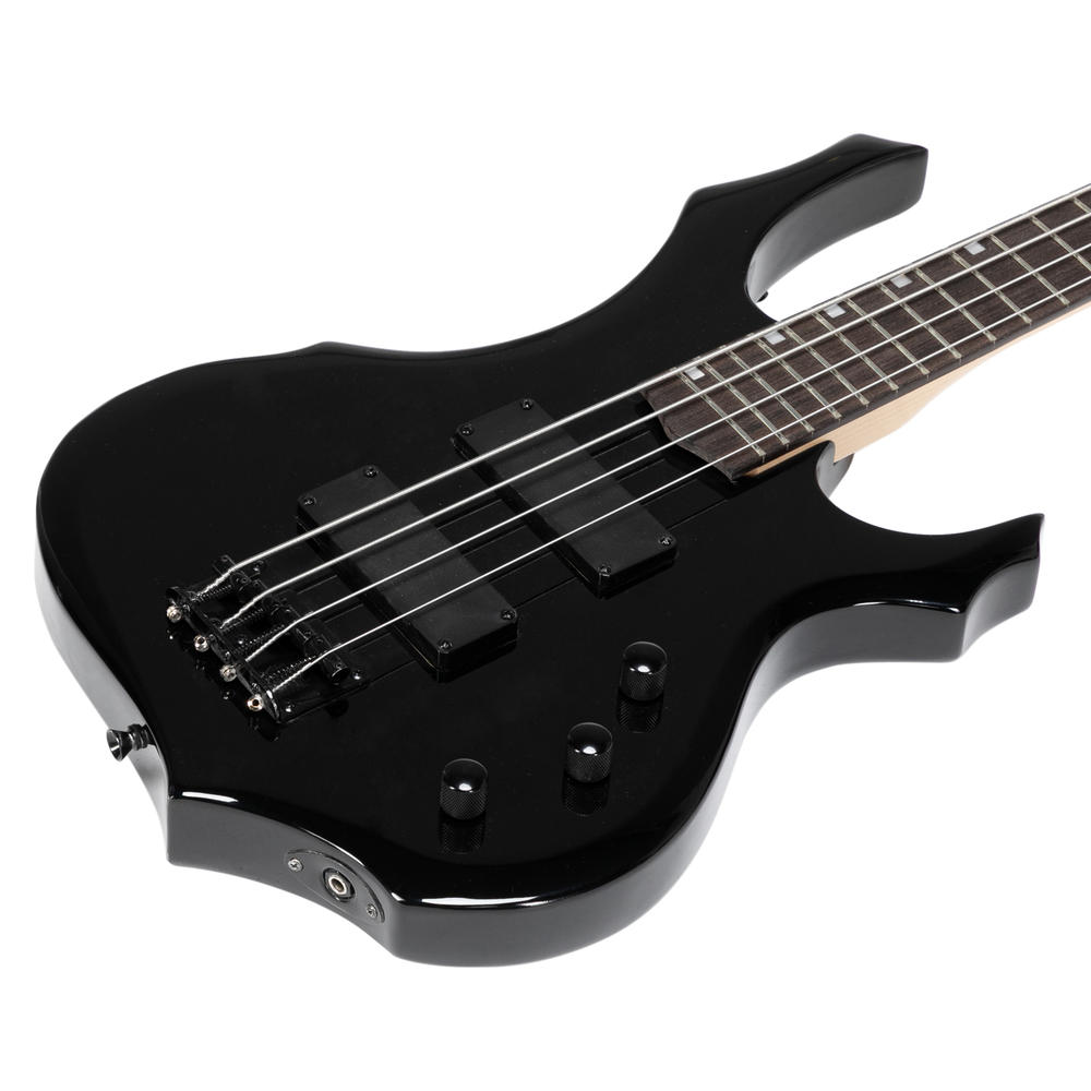 Winado Full Size 4 String Burning Fire enclosed H-H Pickup Electric Bass Guitar