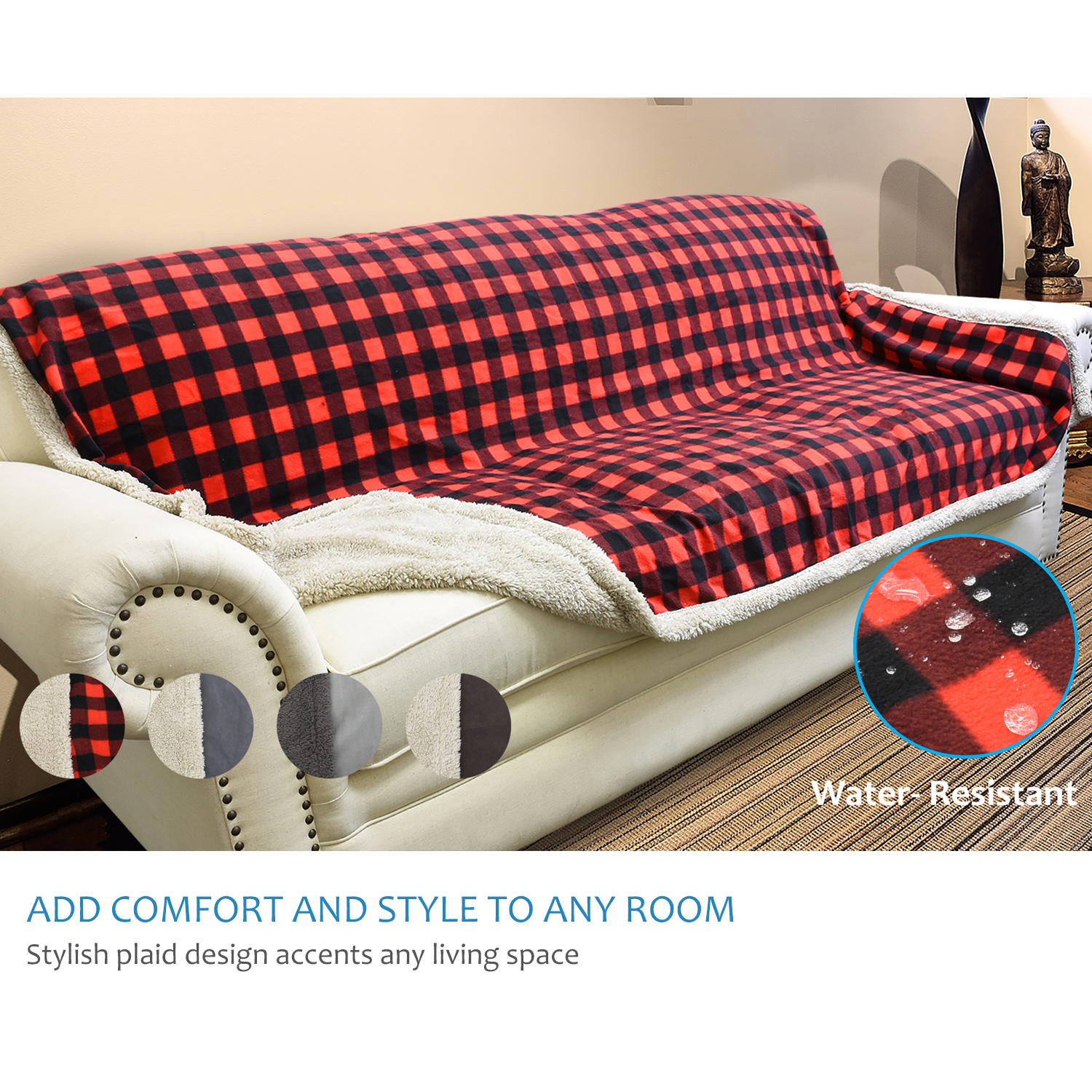 Catalonia Waterproof Premium Plush Fleece Blanket Reversible Super Catalonia Waterproof Premium Plush Fleece Blanket Reversible Super Cozy Warm Sherpa Throws Furniture Protector Cover Fo