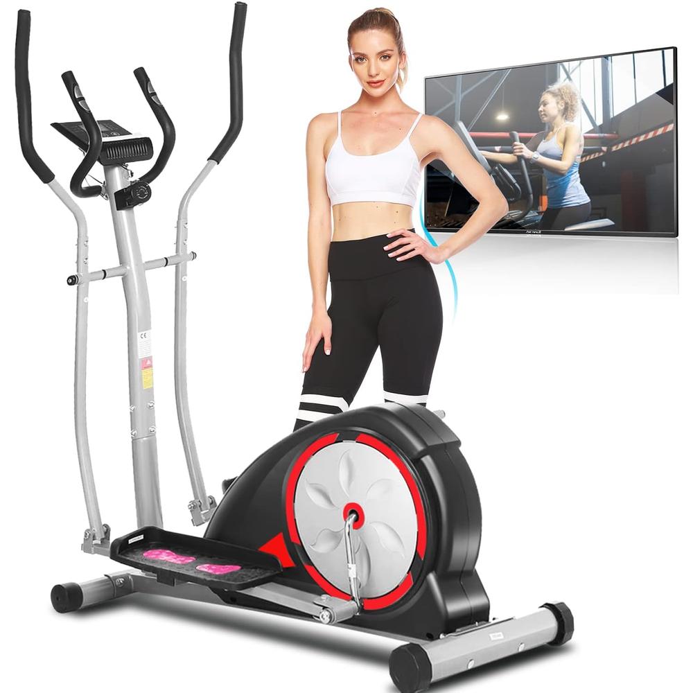 Ancheer 8 Levels Magnetic Control Mute Elliptical Trainer with LCD Monitor & App, Home Office Fitness Workout Elliptical Machine