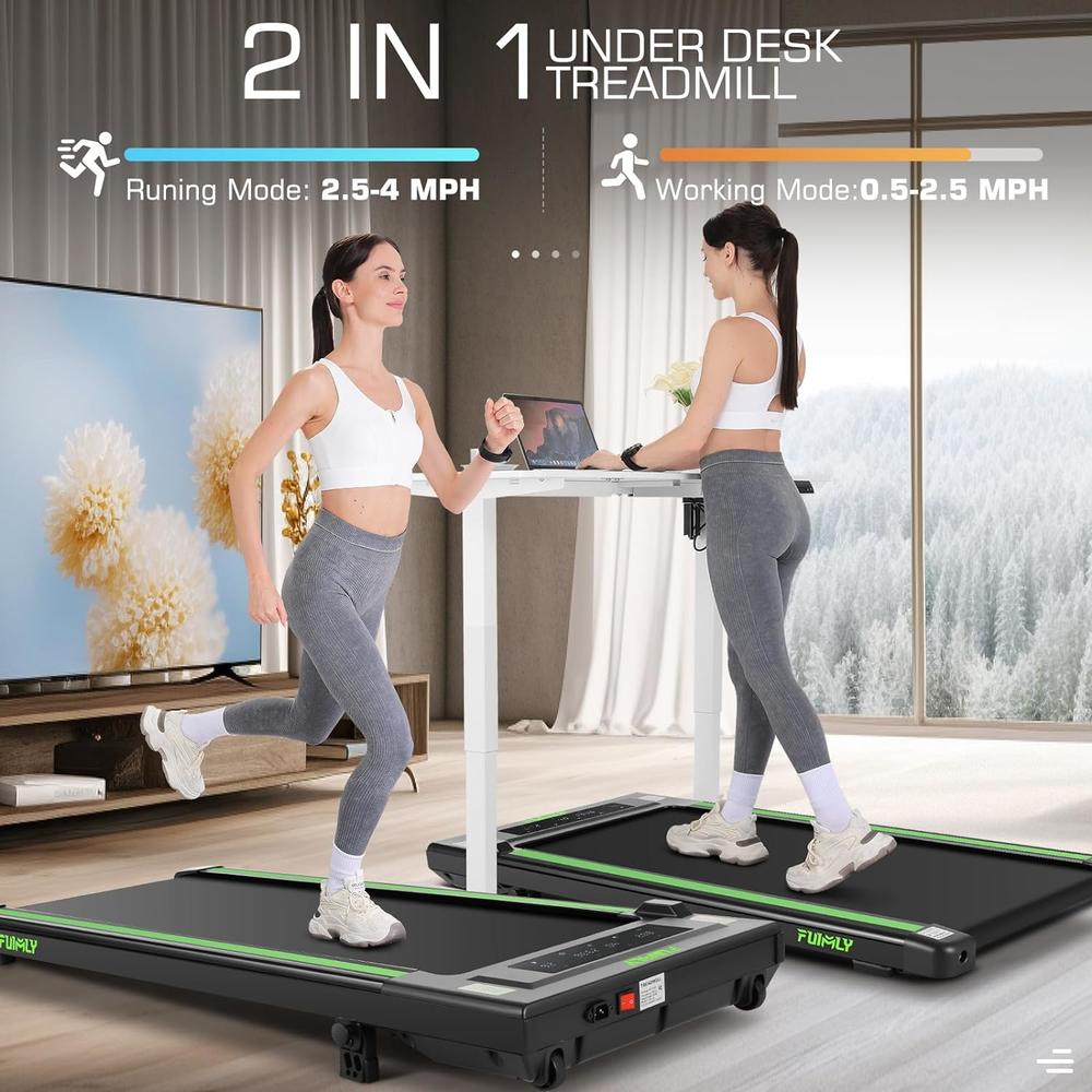 funmily Walking Pad Under Desk Treadmill, 2.5HP Electric Treadmill w/LED Display&Remote Control,300lb Weight Capacity,Installation-Free