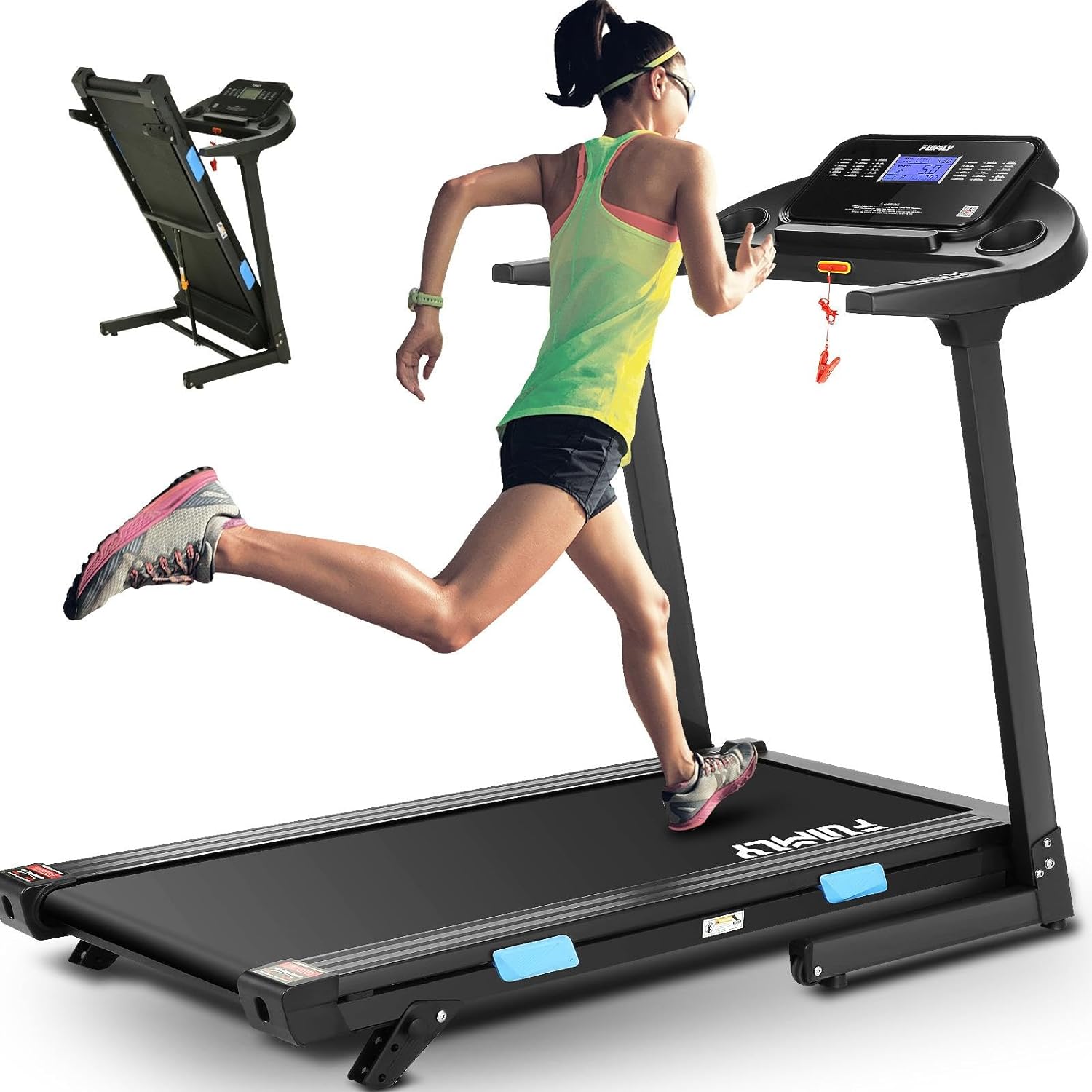 Ancheer 3.25HP Electric Treadmill 300LB Capacity,18" Wide Foldable Treadmill w/3-Level Incline,36 Pre-Programs, LCD Display, App Control