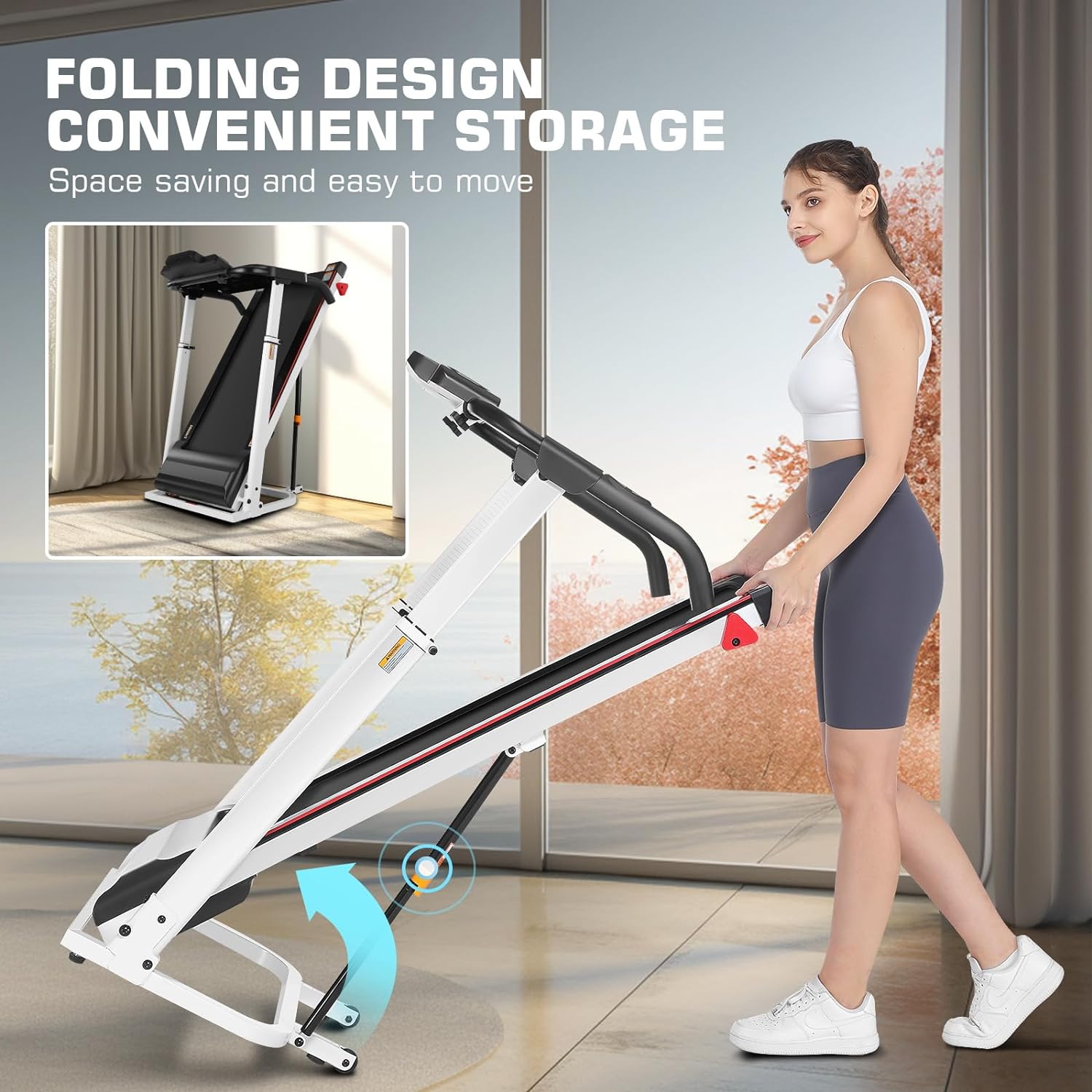 funmily 3 in 1 Foldable Treadmill with Removable Desk&Adjustable Height,Powerful Home/offie/Gym Incline Treadmill 300LBS Weight Capacity