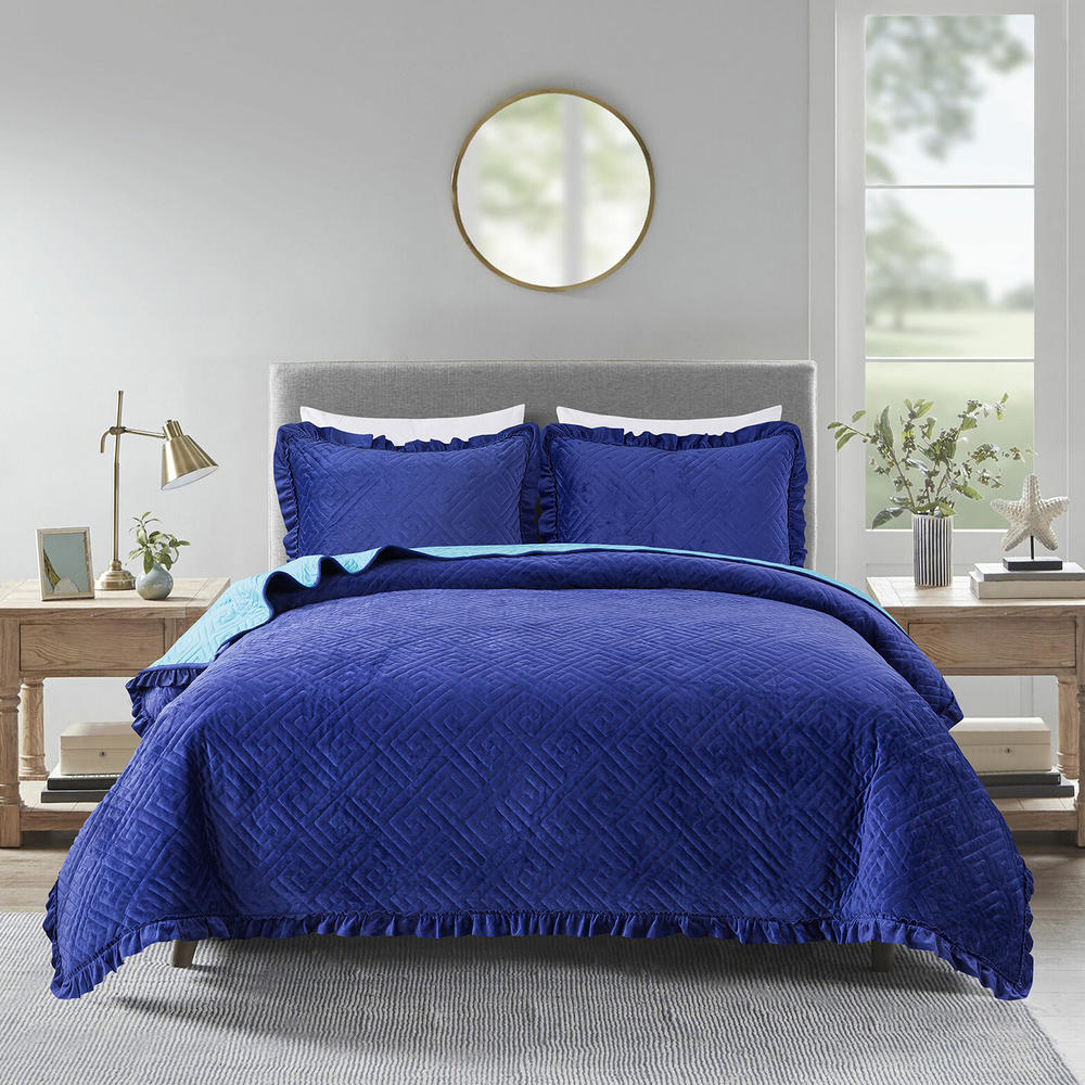 JML 2/3 Piece Soft Lightweight Coverlet Bedding Quilt Set For Bed With Pillow Shams