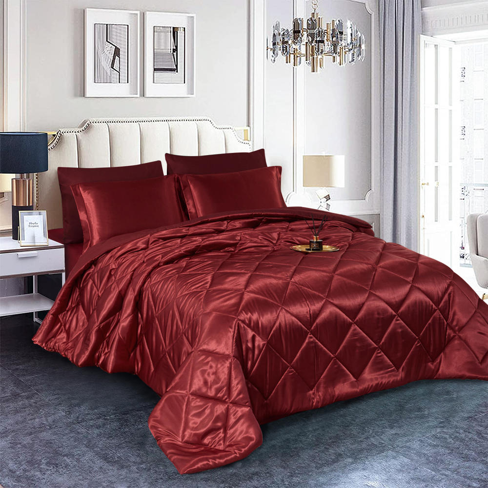 JML 6-8 Pieces Silky Satin Comforter Set,Soft And Comfortable For All Season Bed In A Bag Bedding Set