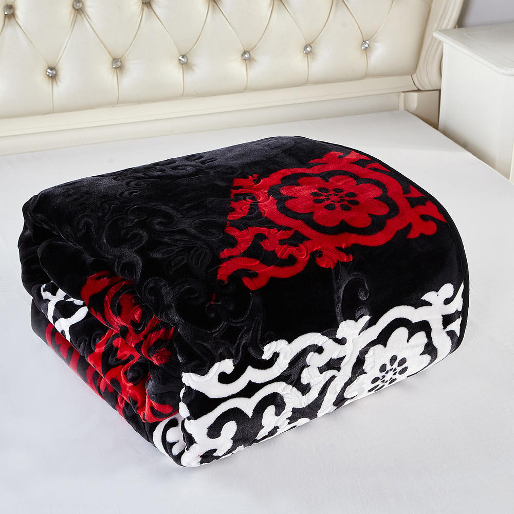 JML Luxurious 1 Ply Printed Warm Soft Fleece Blanket,Heavy Thick Winter Plush Bed Blanket,85"x95",9Lbs