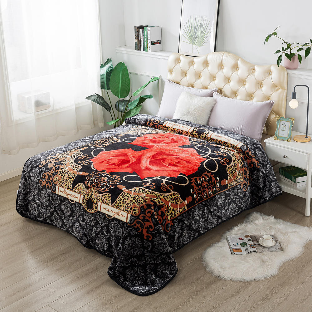 JML Fleece Blanket Queen , Korean Mink Bed Blanket , Single Ply Printed Blanket
