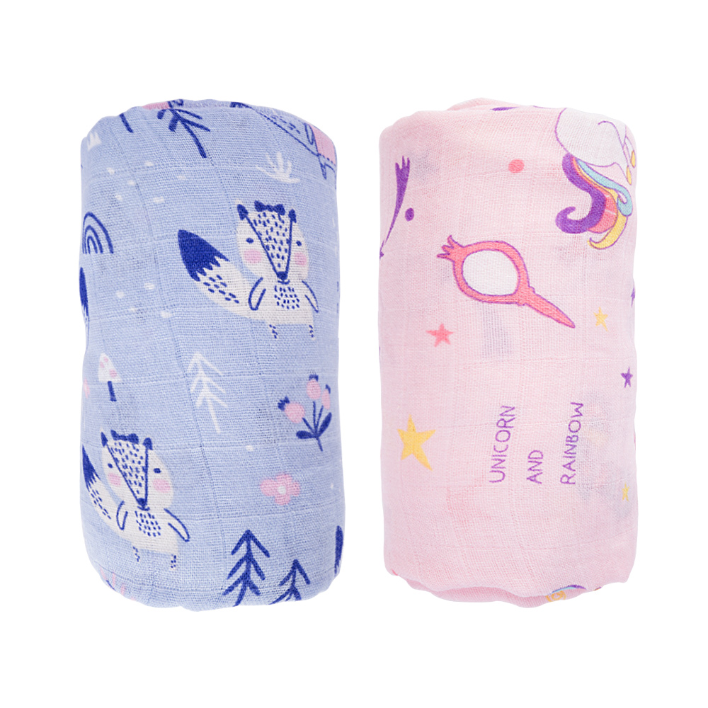 JML Soft Swaddle Blankets 2 Pack Large Unisex Silky Soft Baby Receiving Blankets Swaddle Wrap for Boys and Girls,Pink&Bule (55"x42")