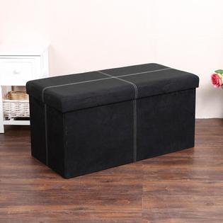 Skyling Pvc Leather Suede Cube Ottoman Bench Foot Rest Foldable