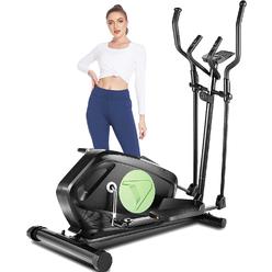 funmily 8 Levels Adjustable Silent Magnetic Resistance Elliptical Machine,Home Elliptical w/LCD Monitor&Pulse Rate Grip,Max Loads 390LBs