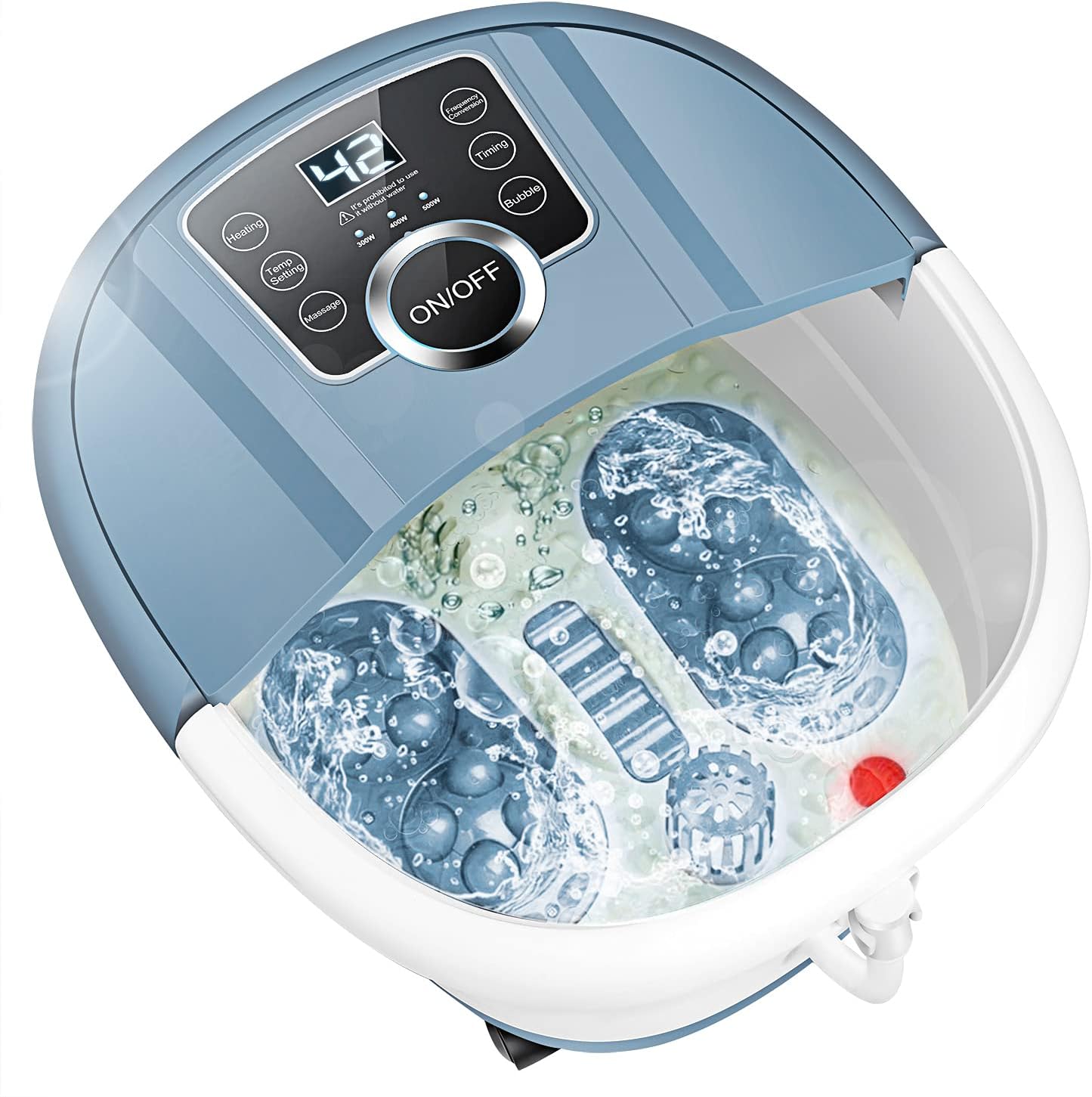 Ovitus Foot Bath Spa Massager w/Heat,16 Motorized Shiatsu Roller,Frequency Conversion,Adjustable Time&Temperature,LED Display Touch-Key