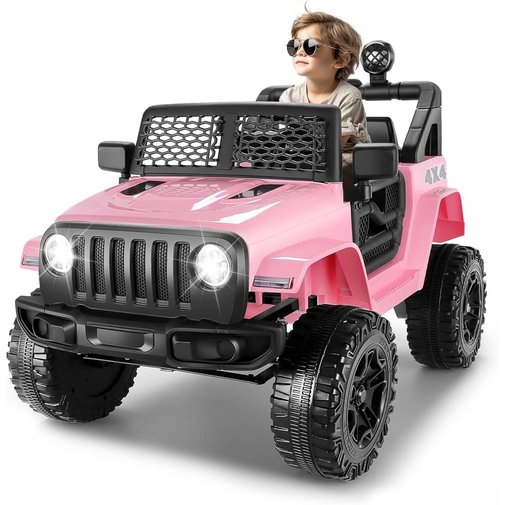 Funcid 12V 7AH Battery Powered Kids Ride on Truck Car with Parent Remote Control, Bluetooth Music, Spring Suspension, LED Lights