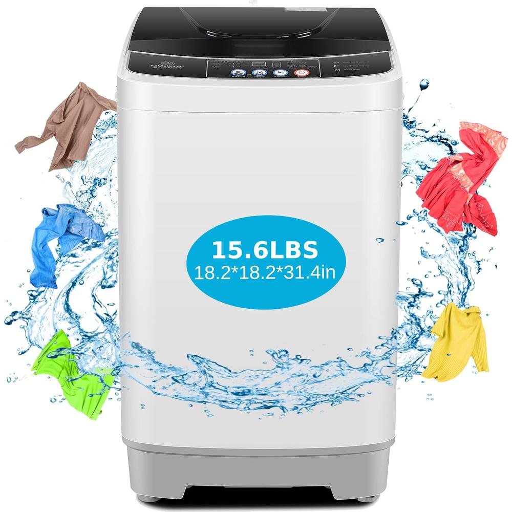 Nictemaw Full-Automatic Washer,15.6lbs Portable Washer & Dryer Combo w/10 Programs & 8 Water Level Selections, 2.1 Cu.ft  Compact Washer