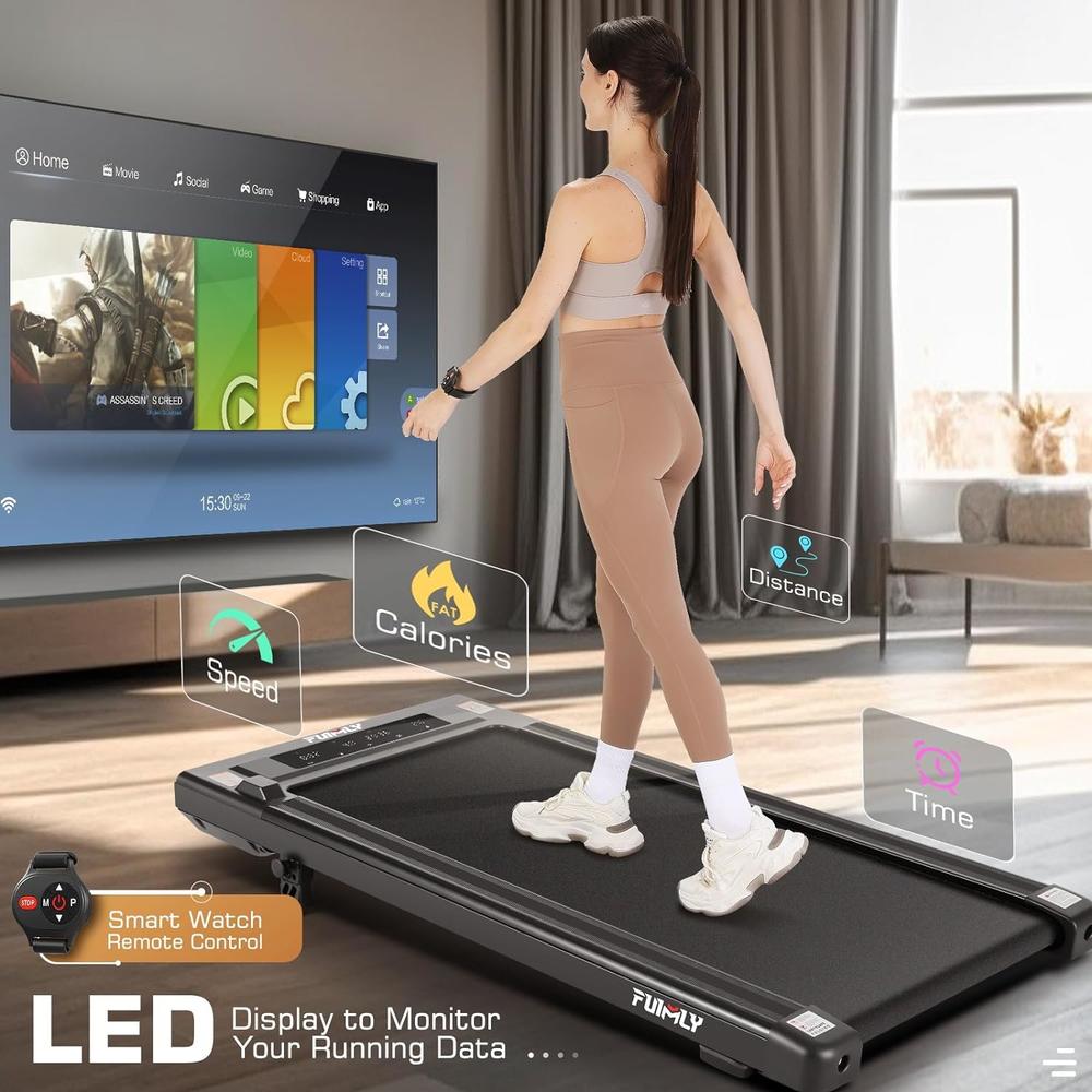 Ancheer 2.5HP Walking Pad Under Desk Treadmill w/ncline& LED Touch Screen& Remote Control, 300lbs Weight Capacity, Installation-Free