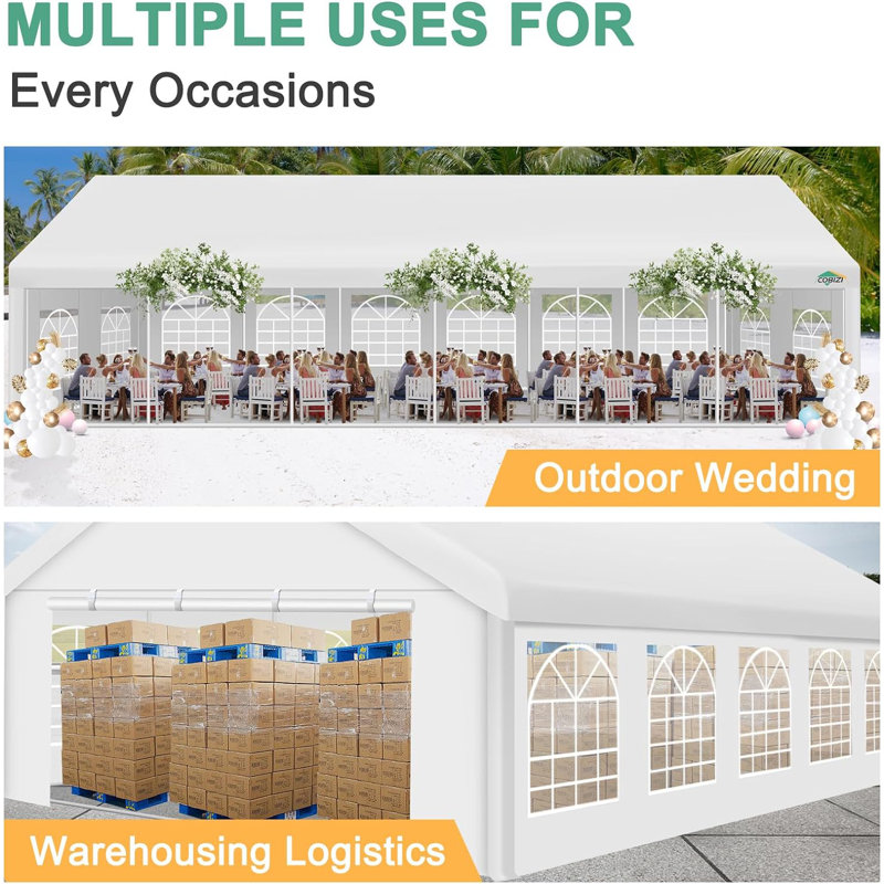 COBIZI 20' x 40' Heavy Duty Party Tent,Carport Event Tent w/Removable Sidewall,Commercial Outdoor Canopy Wedding Tent,UV 50+,Waterproof