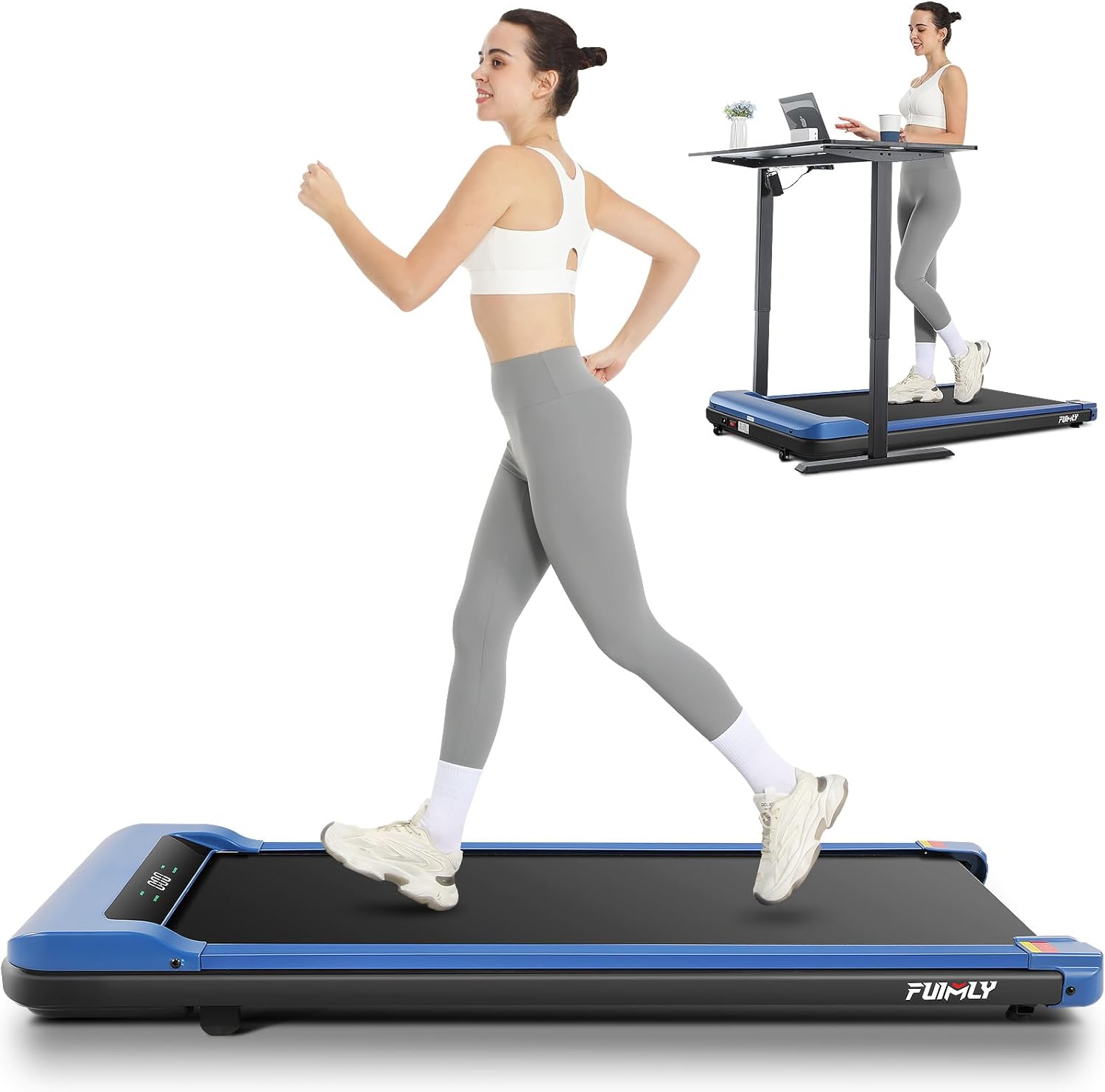 funmily 2 in 1 Under Desk Treadmill w/Remote Control&LED Display,2.5HP Home Office Electric Walking Pad Treadmill,265LB Weight Capacity