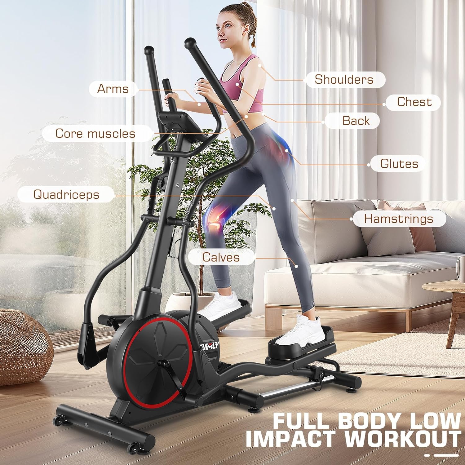 Dreamer 22 Levels Resistance Elliptical Machine w/Hyper-Quiet Front Driving System,400LBS Weight Capacity Home Cardio Training Equipment