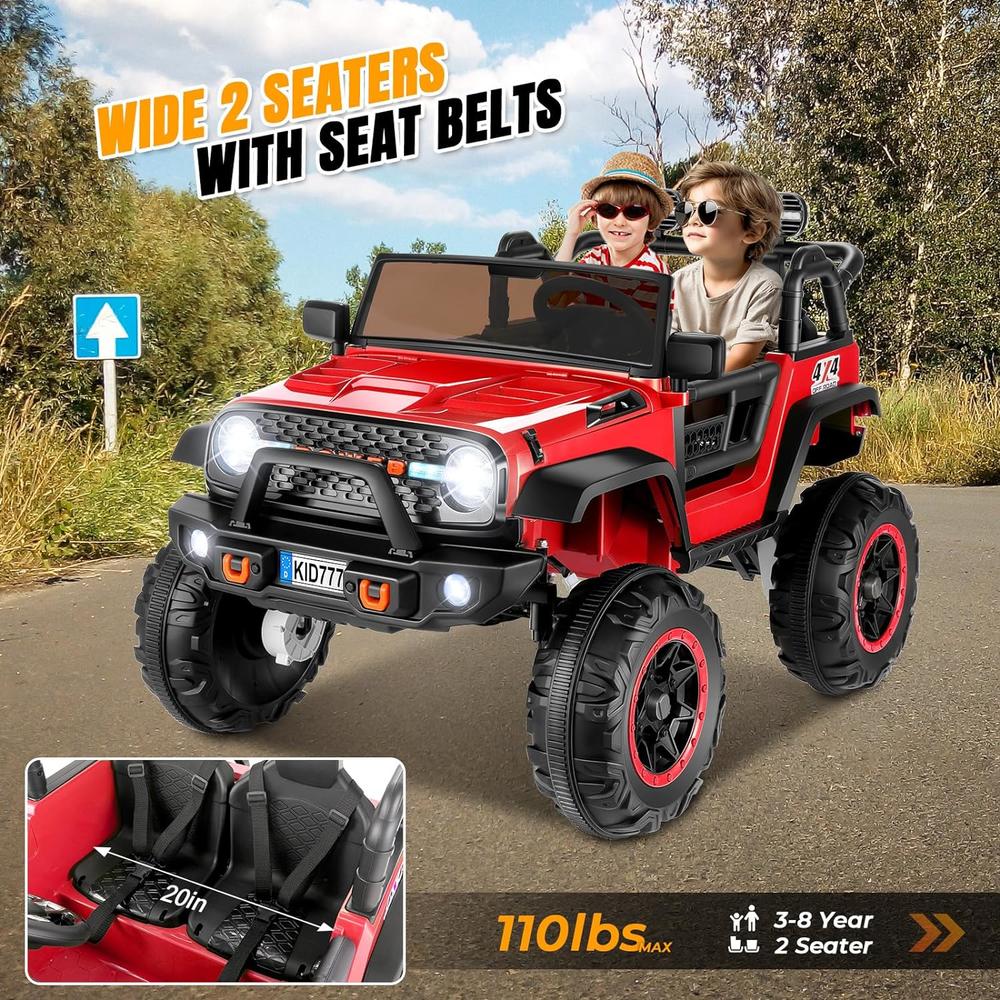 Dreamer 24V 2-Seater Kids Ride on Truck Electric Car w/Remote Control&Bluetooth, 4WD/2WD Switchable 7AH Batter,400W,3 Speeds,LED Lights
