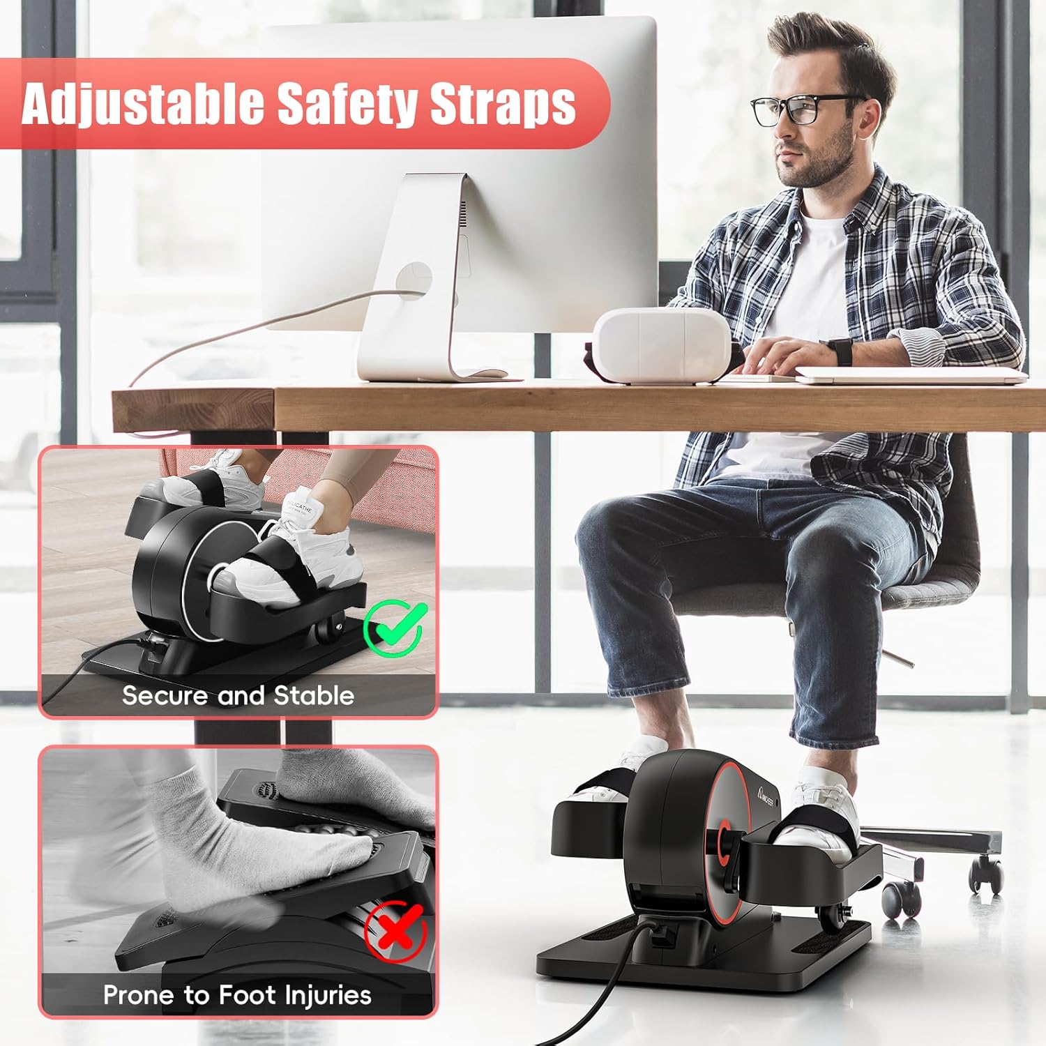 Stationary Bike GUGTTR Under Desk Elliptical, Electric Seated