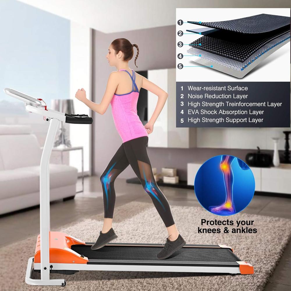 Ancheer Folding Treadmill with Incline,Electric Compact Treadmill w/LCD Monitor,Pulse Grip&12 Pre-Program,Space Saving Installation Free