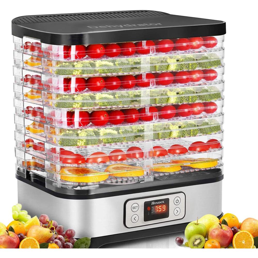 Nictemaw Stackable 8 Trays Food Dehydrator Machine,Digital Timer&Temperature Control,for Jerky/Meat/Fruit/Vegetable,BPA Free/400 Watt