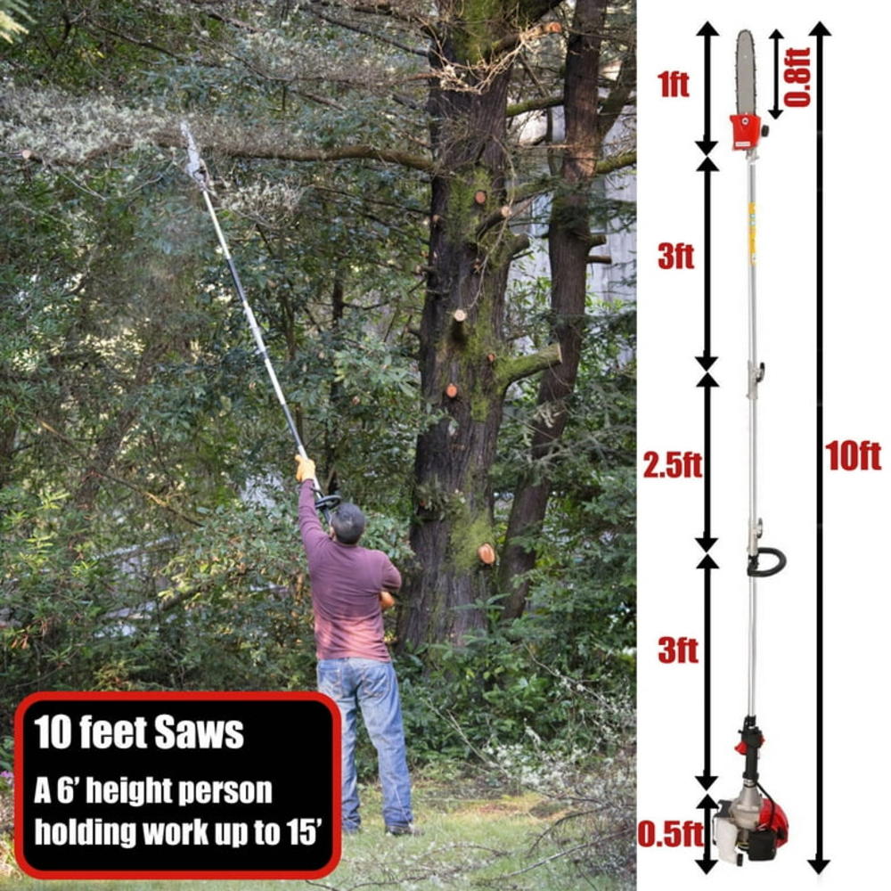 COOCHEER Pole Saws Gas Powered - 58CC 2 Cycle 16 Foot Extendable Pole Saws for Tree Trimming Branch Cutting, 2024 Upgraded Gas Pole Saws