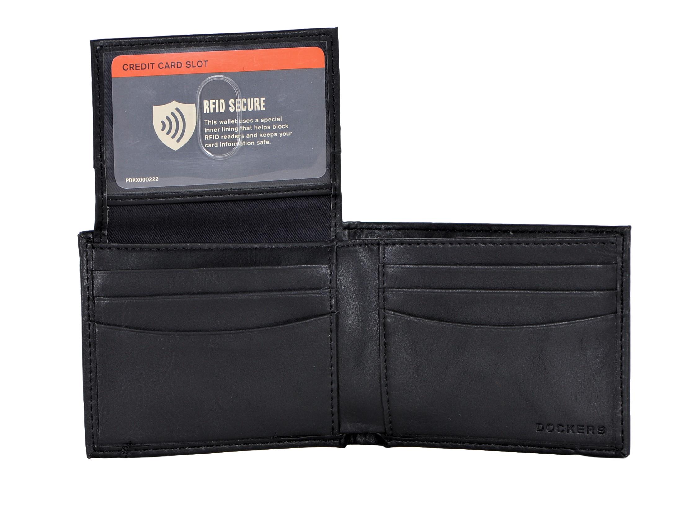 dockers mens rfid blocking bifold passcase wallet black dockers mens rfid blocking