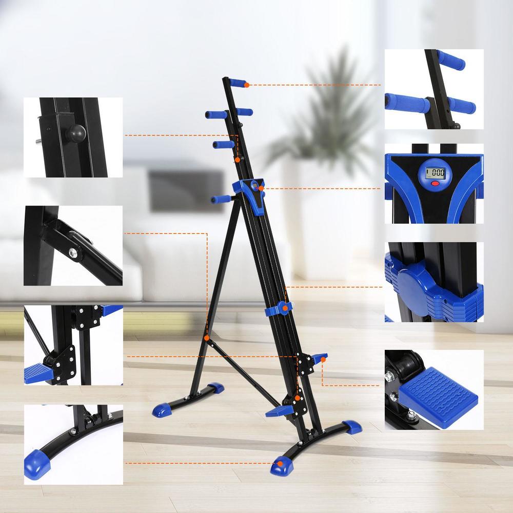 Ancheer 2 In 1 Upgraded Vertical Climber Stepper w/LCD Display&Adjustable Height,Full Body Cardio Workout Foldable Climber for Home Gym