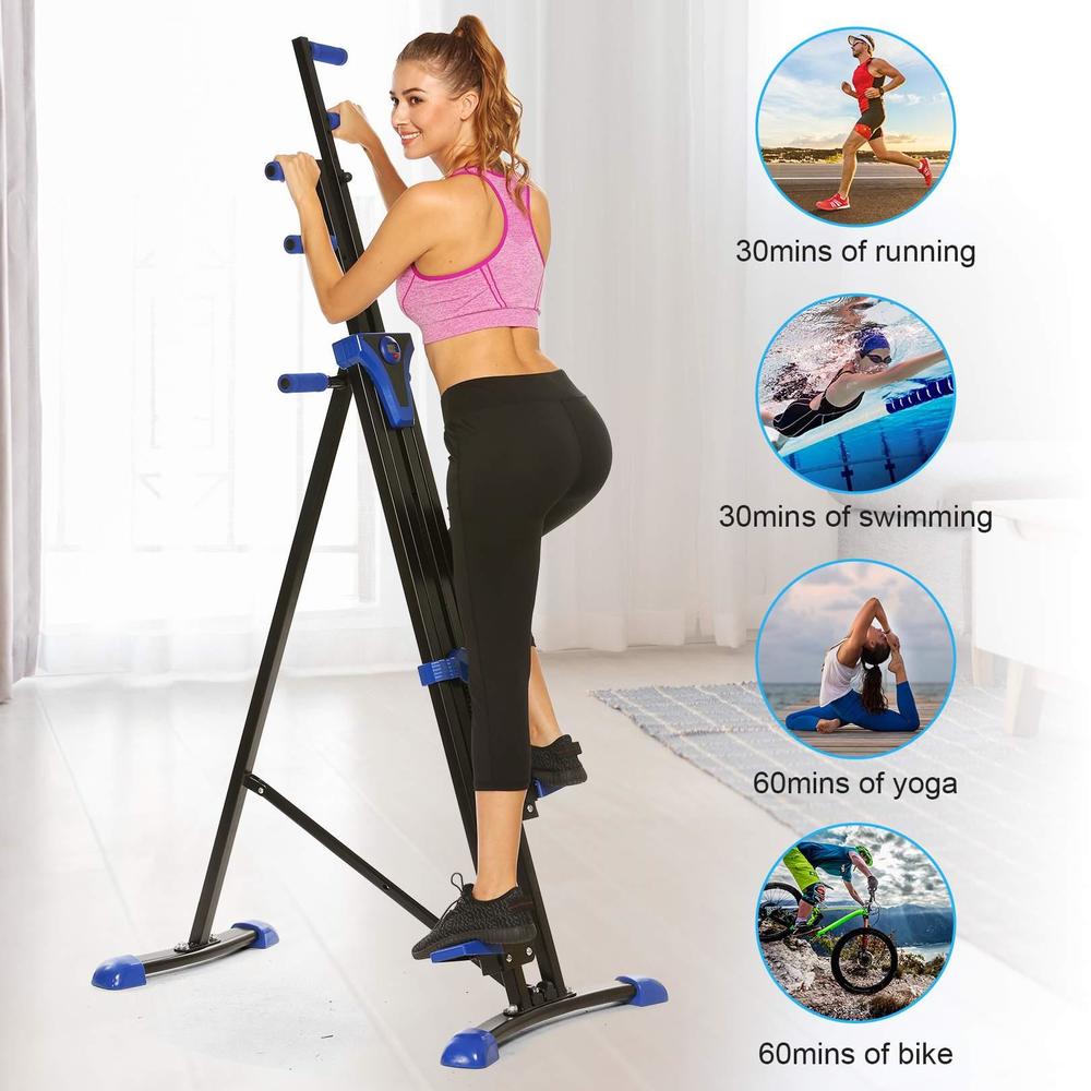 Ancheer 2 In 1 Upgraded Vertical Climber Stepper w/LCD Display&Adjustable Height,Full Body Cardio Workout Foldable Climber for Home Gym
