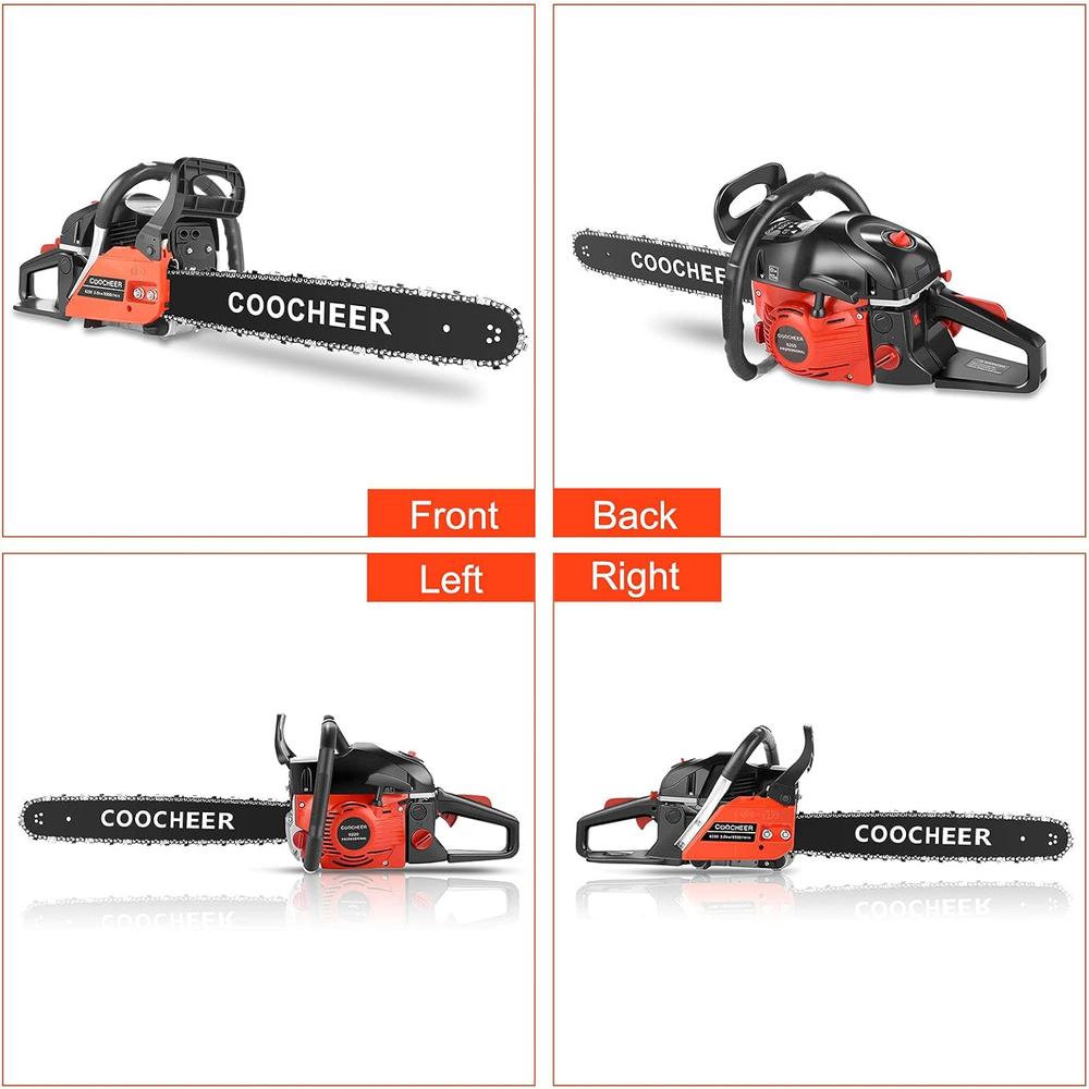 COOCHEER 62cc 20" Gas-Power Chainsaw,2-Stroke 3.5HP Handheld Gasoline Chainsaw Tool Set for Tree Cutting&Garden Tidying(Upgraded Version)