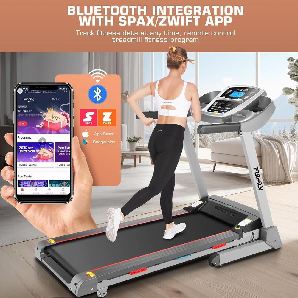 Ancheer Folding Treadmill w/13% Auto Incline,9MPH Electric Treadmill w/LED Display&App Control&Shock Absorption System, 300LBs Capacity