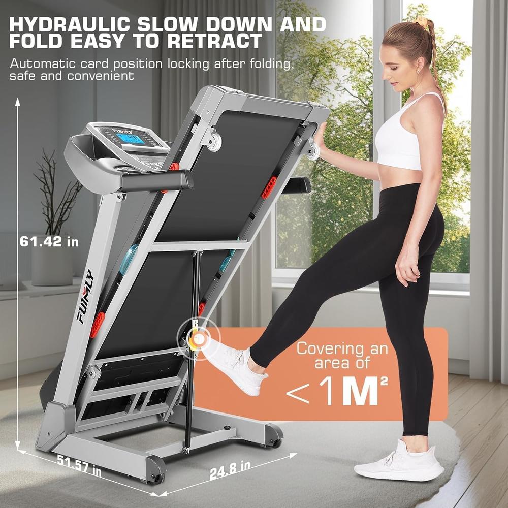 Ancheer Folding Treadmill w/13% Auto Incline,9MPH Electric Treadmill w/LED Display&App Control&Shock Absorption System, 300LBs Capacity