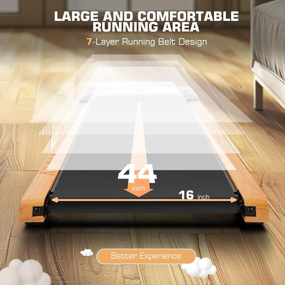 funmily 2.5HP Under Desk Walking Pad Treadmill,Expert of Wooden,300Lbs Capacity, 2 in 1 Portable Treadmill w/ Remote Control&LED Display