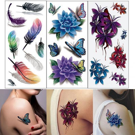 Romance New Teens Guys Men Women Waterproof 3d Flower Tattoo