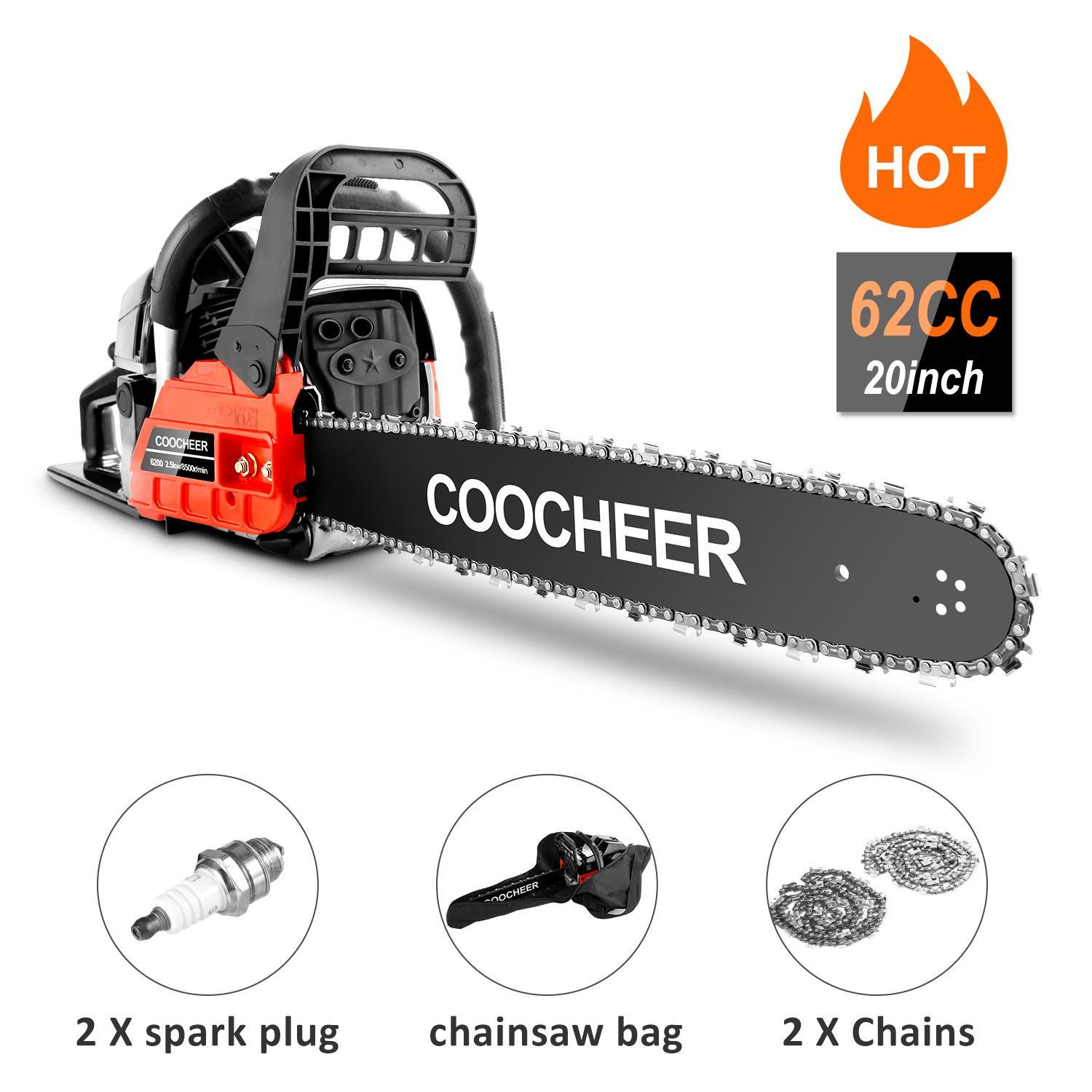Generic 62CC 3.5HP 20'' Chainsaw Gasoline Gas Powered,2-Stroke Chain Saws with Tool Kit for Cutting Trees,Wood Handheld Cordless Engine
