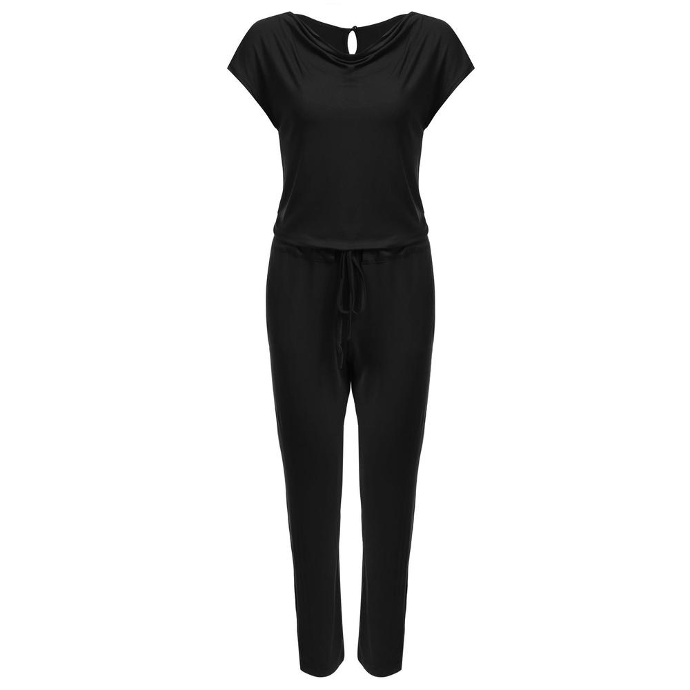 Drawstring Waist Cap Sleeve Pocket Jumpsuit Drawstring Waist Cap Sleeve Pocket Jumpsuit