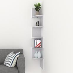 Decorative Wall Shelves In White Topper Modern 5 Tier Shelf Corner Floating Shelves Wall Mount Home Decor Display