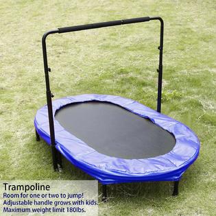 Best Choice 2018 New Kids Mini Trampoline Twin Trampoline With Safety Pad Adjustable Handlebar Blue