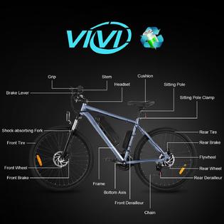 Vivi 26'' Electric Mountain Bike 21 Speeds Shifter Adult EBike Front