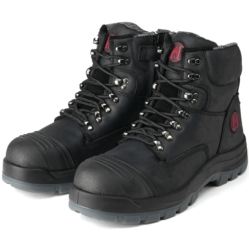 HANDPOINT Work Boots for Men, Composite Toe, YKK Zipper, 6" Non-Slip Safety Leather Shoes, Static Dissipative, Breathable 81N07