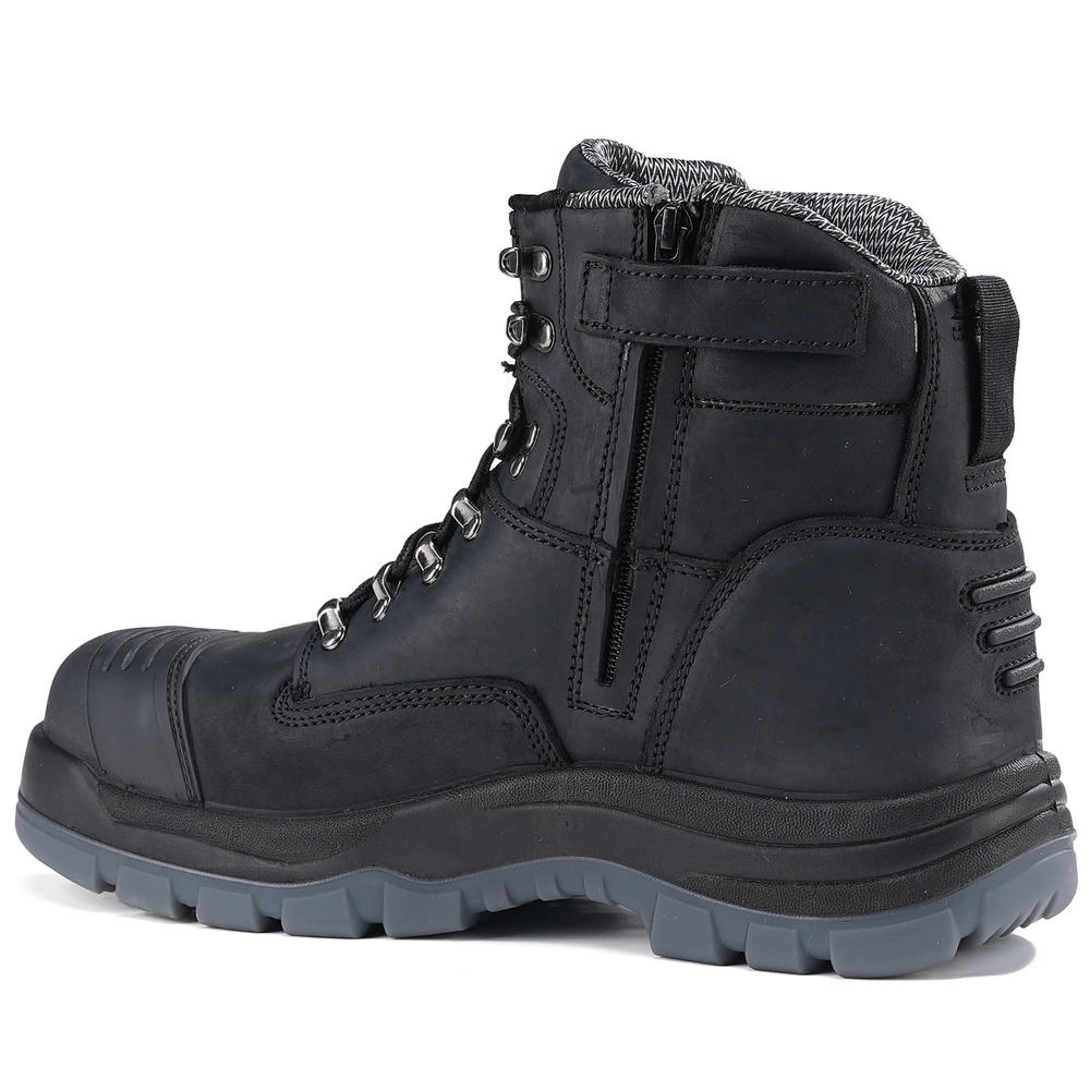HANDPOINT Work Boots for Men, Composite Toe, YKK Zipper, 6" Non-Slip Safety Leather Shoes, Static Dissipative, Breathable 81N07