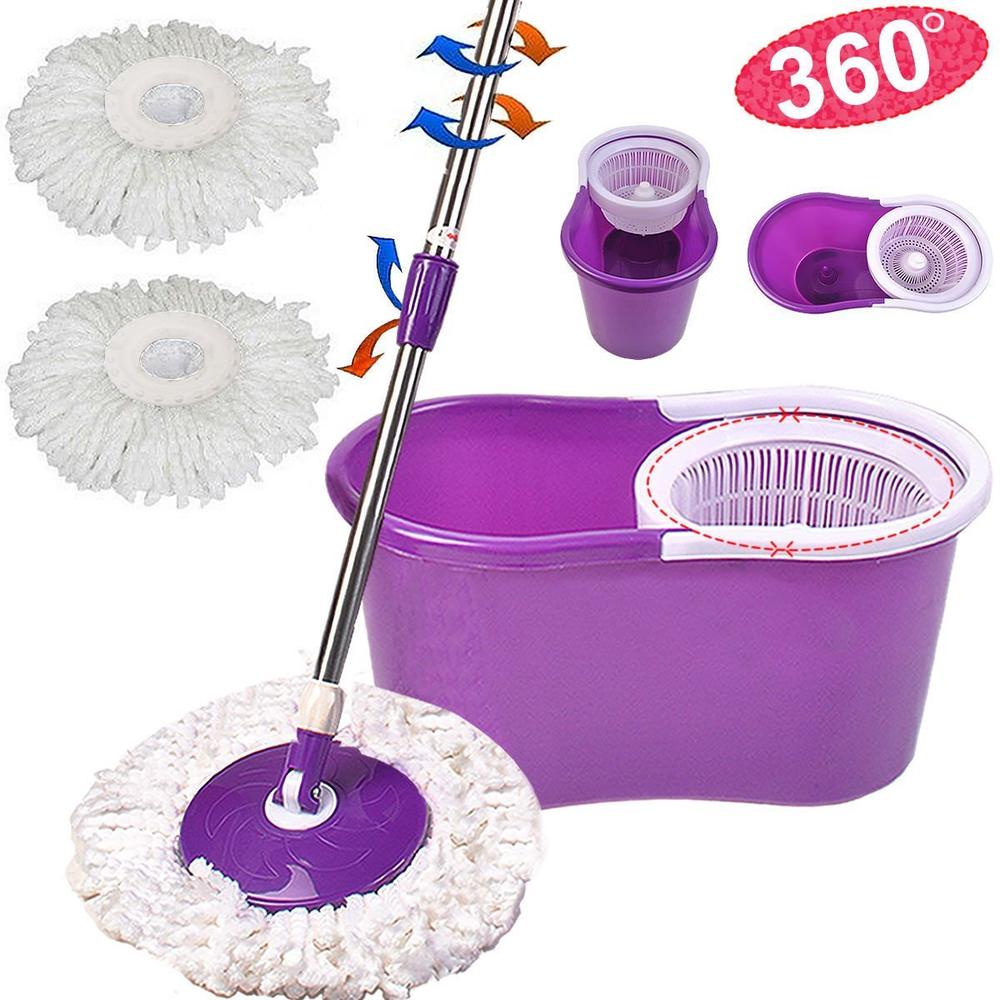 Direct factory 360 Degree Rotating Easy Magic Floor Mop and Twist Hurricane Spinning Dry Bucket with 2 Microfiber Mop Head