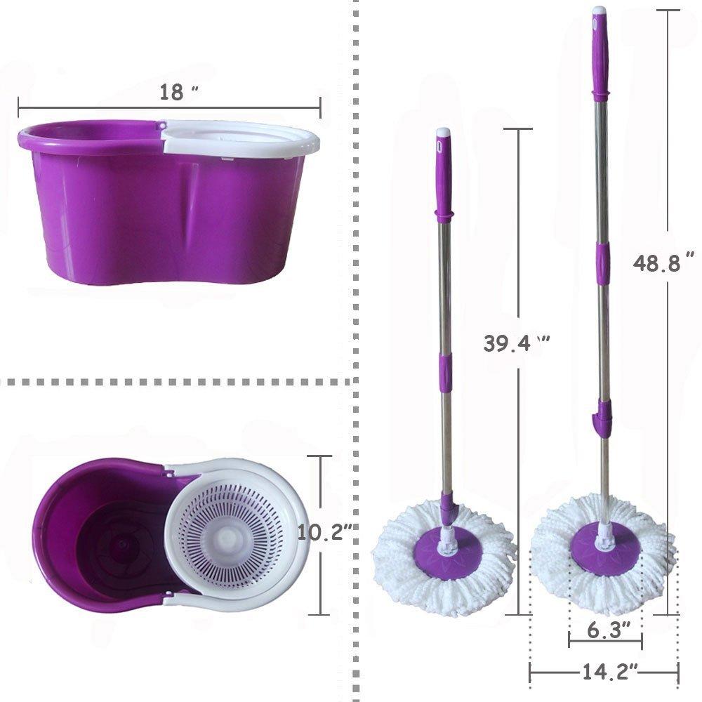 Direct factory 360 Degree Rotating Easy Magic Floor Mop and Twist Hurricane Spinning Dry Bucket with 2 Microfiber Mop Head