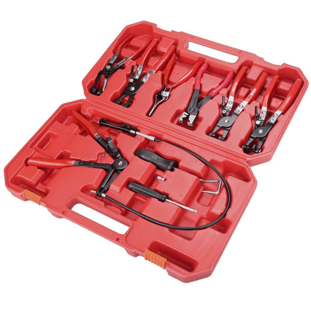 FIRSTOFFER (Limited Sale)!! 9pcs Hose Clamp Clip Plier Set Swivel Jaw Flat Angled Band Auto Repair Tools Kit