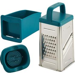 Rachael Ray 4 cup Tools Teal Blue Gadgets Stainless Steel Box Grater for Vegetables Hard