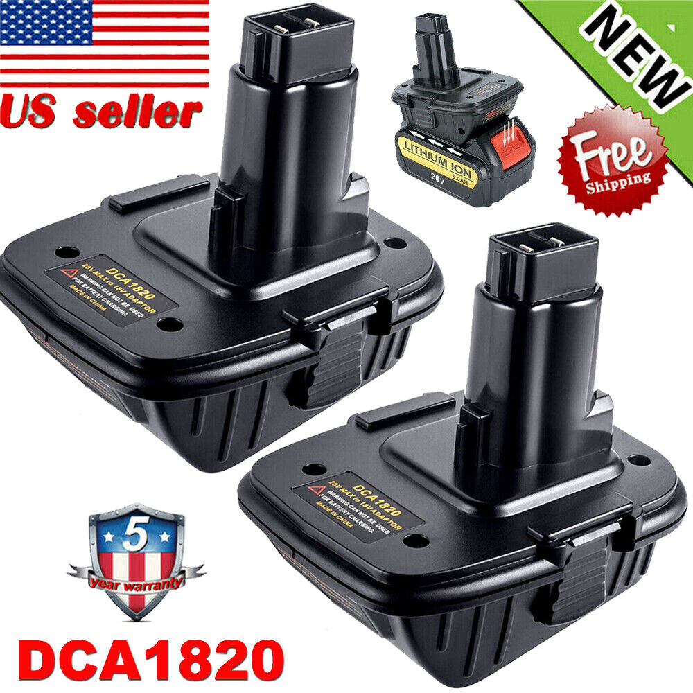 2PACK DCA1820 Adapter Converter 20V Max Lithium Ion Battery for DEWALT 18V Tools