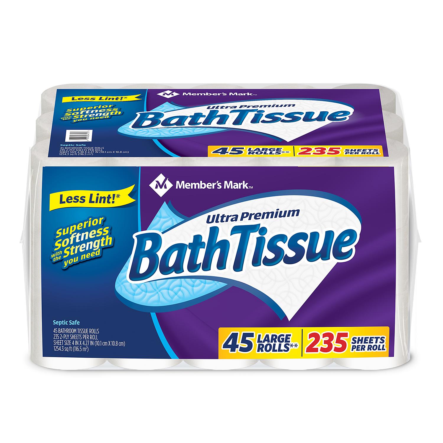 Member's Mark Bath Tissue, 2-Ply Large Roll Toilet Paper (235 Sheets, 45 Rolls)