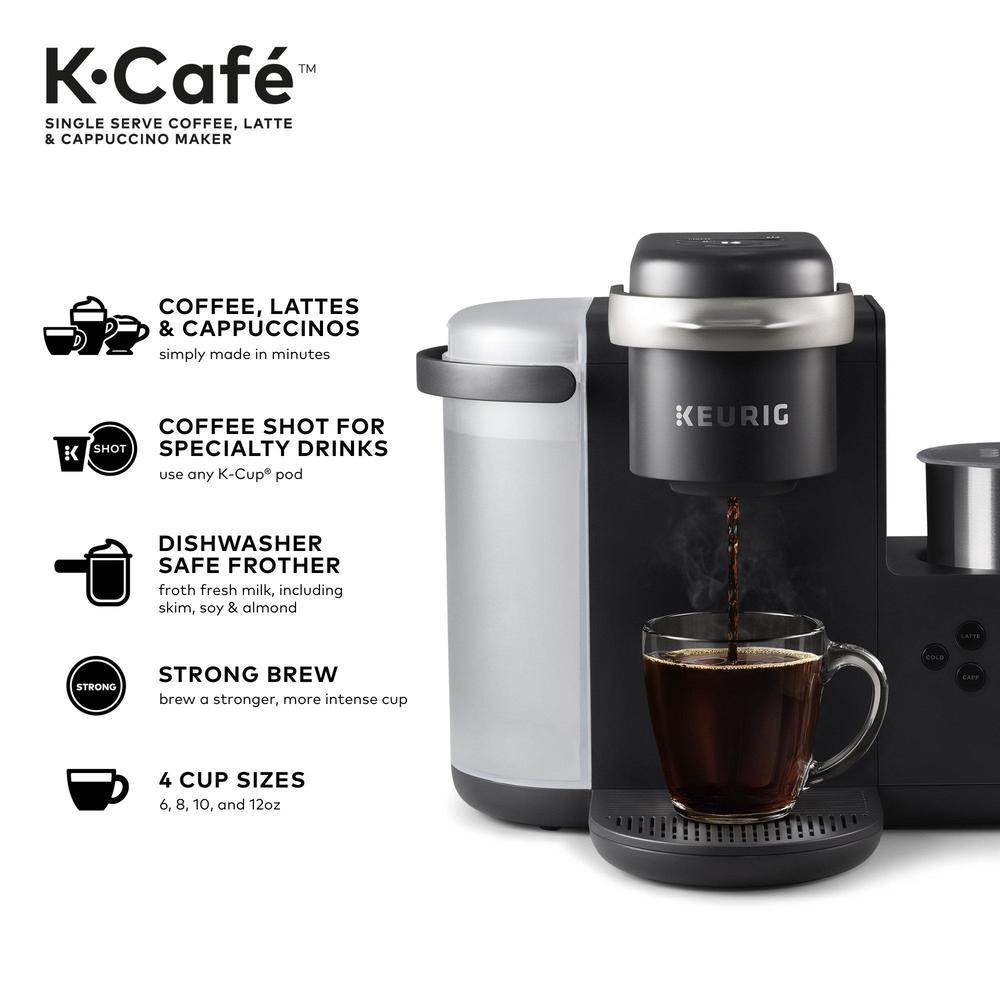 keurig k-cafe single serve k-cup coffee, latte and cappuccino maker, dark charcoal