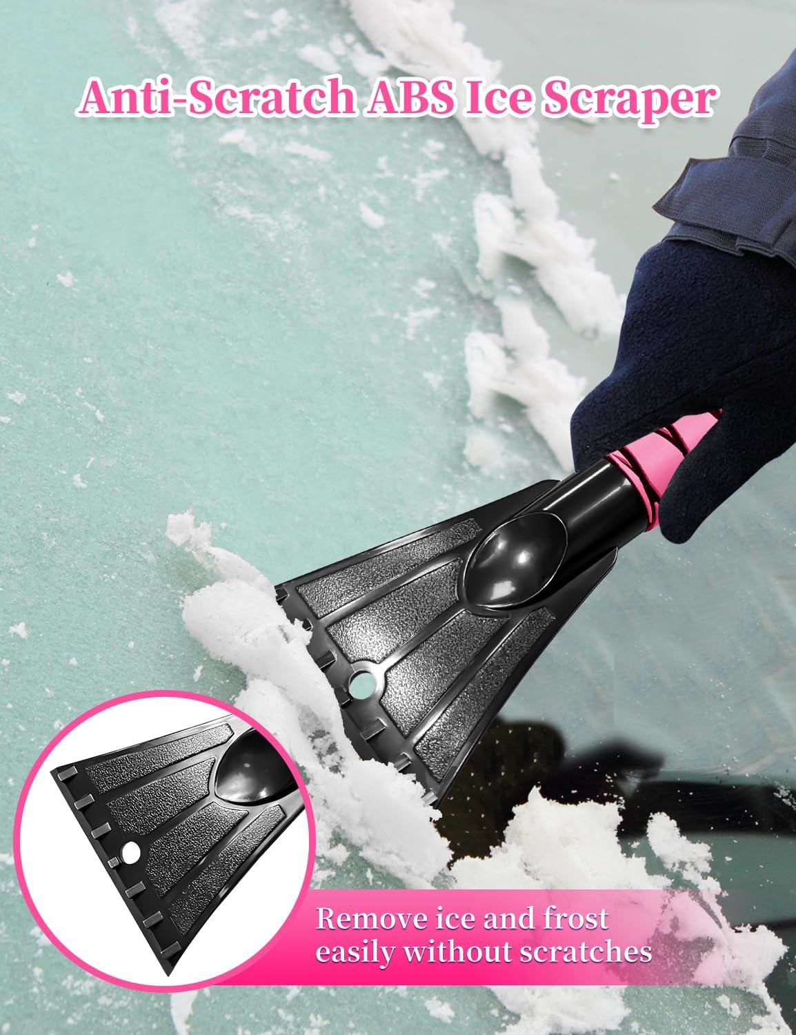 Season Time Ice Scraper And Snow Brush, Extendable With 360 Degree Pivoting Head For Car Windshield 33 Inch Extendable Window Scraper Foam Snow Removal Brush 360 Pivoting Head